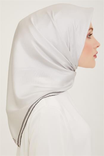 Belli Twill İpek Eşarp - 4009-10 Gümüş