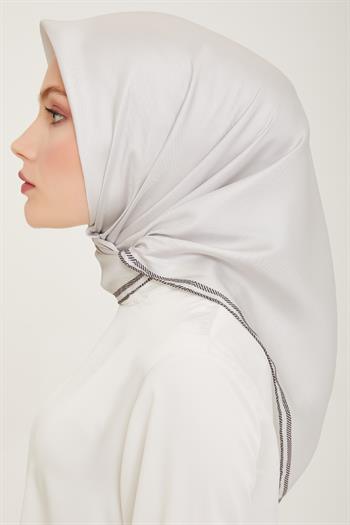 Belli Twill İpek Eşarp - 4009-10 Gümüş
