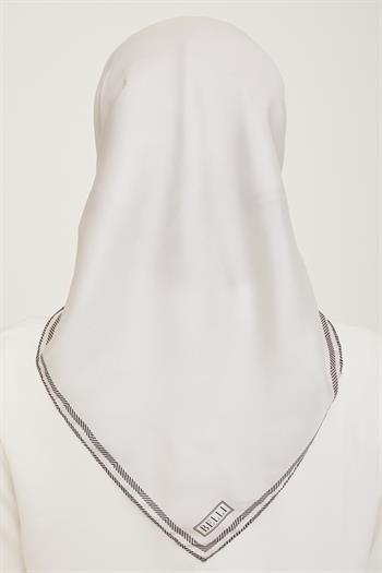 Belli Twill İpek Eşarp - 4009-10 Gümüş