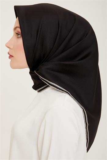 Belli Twill İpek Eşarp - 4009-11 Siyah