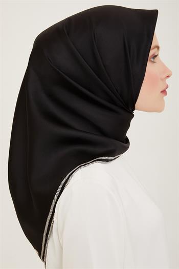 Belli Twill İpek Eşarp - 4009-11 Siyah