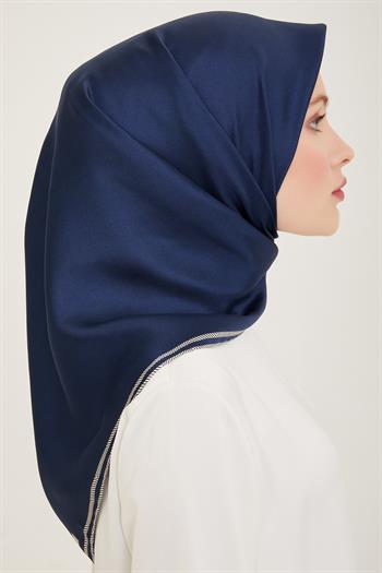 Belli Twill İpek Eşarp - 4009-12 Lacivert