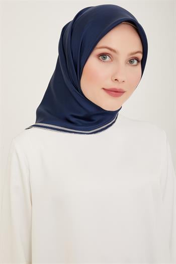 Belli Twill İpek Eşarp - 4009-12 Lacivert