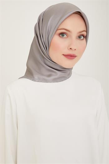 Belli Twill İpek Eşarp - 4009-50 Gri