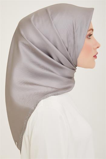 Belli Twill İpek Eşarp - 4009-50 Gri