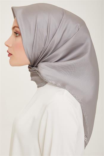 Belli Twill İpek Eşarp - 4009-50 Gri