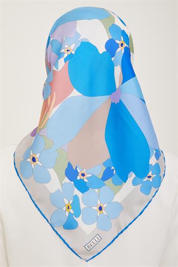 Belli Twill İpek Eşarp - 4011-34 Saks