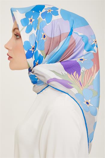 Belli Twill İpek Eşarp - 4011-34 Saks