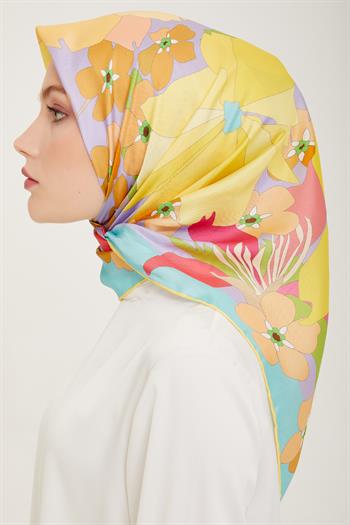 Belli Twill İpek Eşarp - 4011-54 Sarı