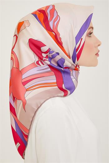 Belli Twill İpek Eşarp - 4017-06 Fuşya