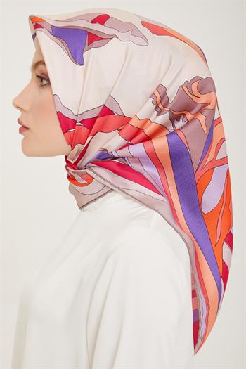 Belli Twill İpek Eşarp - 4017-06 Fuşya