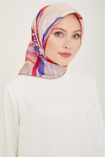 Belli Twill İpek Eşarp - 4017-06 Fuşya