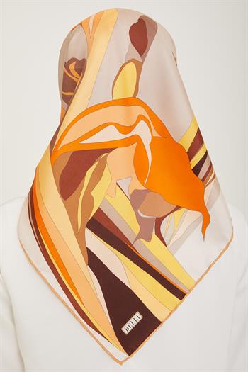 Belli Twill İpek Eşarp - 4017-32 Bakır