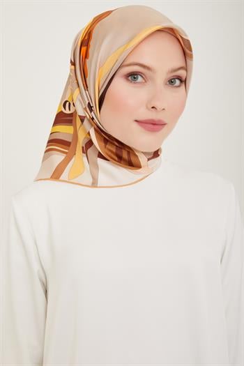 Belli Twill İpek Eşarp - 4017-32 Bakır