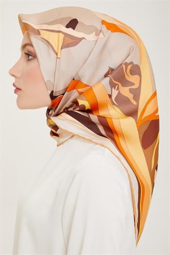 Belli Twill İpek Eşarp - 4017-32 Bakır