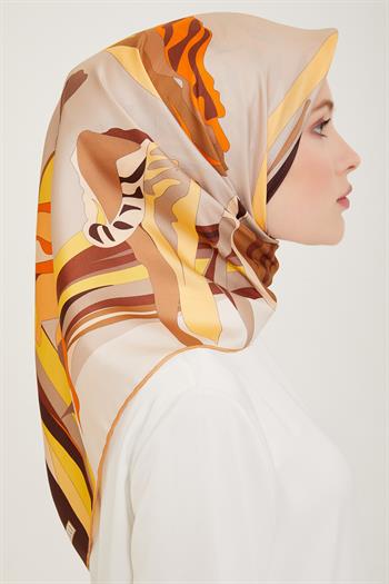 Belli Twill İpek Eşarp - 4017-32 Bakır