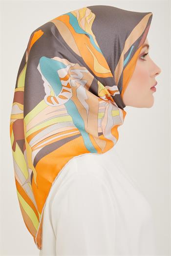 Belli Twill İpek Eşarp - 4017-81 Somon