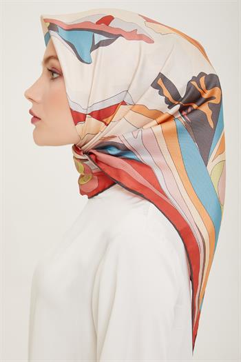 Belli Twill İpek Eşarp - 4017-83 Soğan Kabuğu