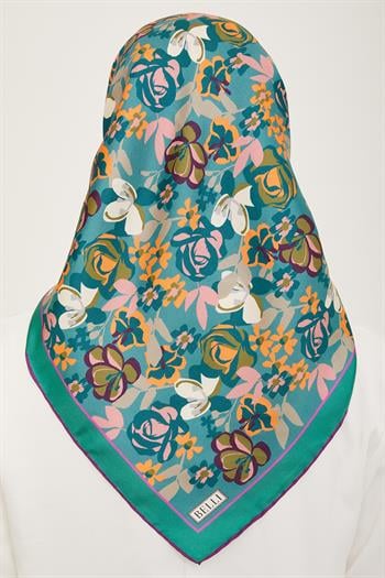 Belli Twill İpek Eşarp - 4018-53 Zümrüt Mor