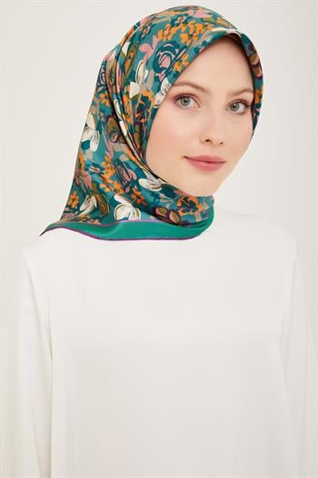 Belli Twill İpek Eşarp - 4018-53 Zümrüt Mor