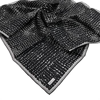 Belli Twill İpek Eşarp - 4029-50 Siyah Beyaz