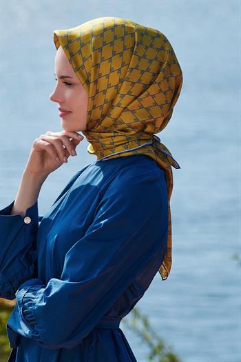 Belli Twill İpek Eşarp - 4031-40 Yağ Yeşili