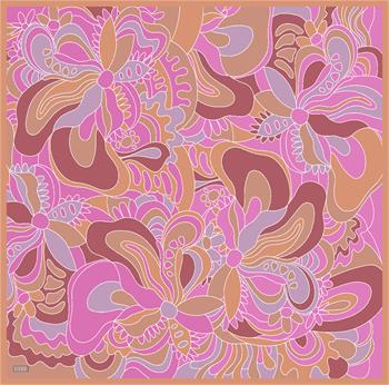 Belli Twill İpek Eşarp - 4032-54 Fuşya Turuncu