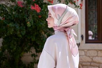 Belli Twill İpek Eşarp - 4035-11 Pudra