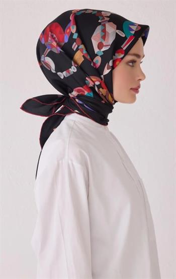 Belli Twill İpek Eşarp - 4036-84 Siyah