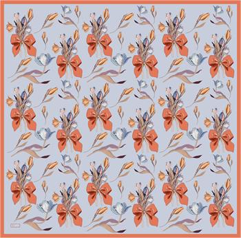 Belli Twill İpek Eşarp - 4037-02 Mavi Turuncu