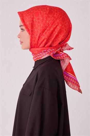 Belli Twill İpek Eşarp - 4053-07 Kırmızı