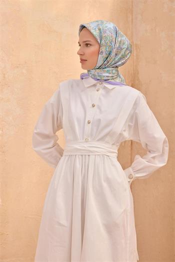 Belli Twill İpek Eşarp - 4101-85 Bebe Mavi Mor