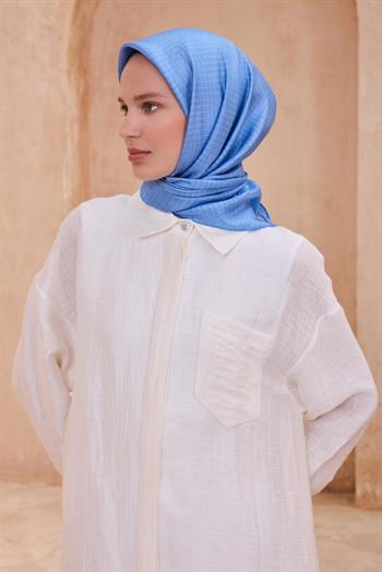 Belli Twill İpek Eşarp - 4104-54 Mavi