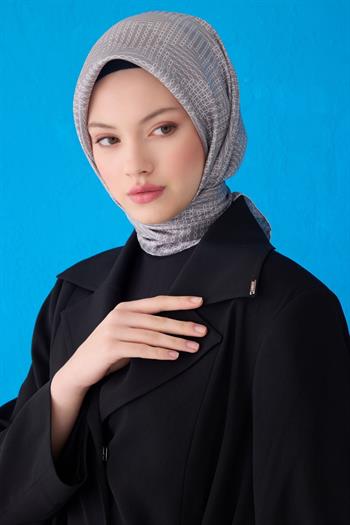 Belli Twill İpek Eşarp - 4104-60 Gri