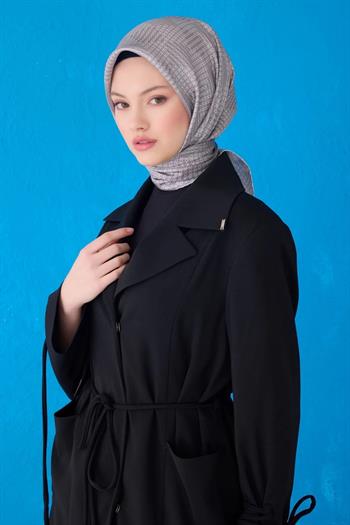 Belli Twill İpek Eşarp - 4104-60 Gri