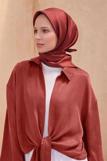 Belli Twill İpek Eşarp - 4104-62 Bordo