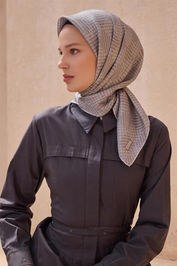 Belli Twill İpek Eşarp - 4104-64 Vizon