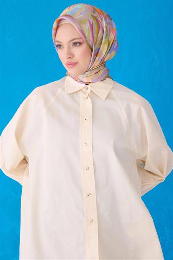 Belli Twill İpek Eşarp - 4107-03 Vizon Sura