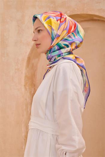 Belli Twill İpek Eşarp - 4107-36 Mor