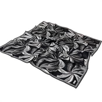 Belli Twill İpek Eşarp - 4107-85 Siyah Füme Twill