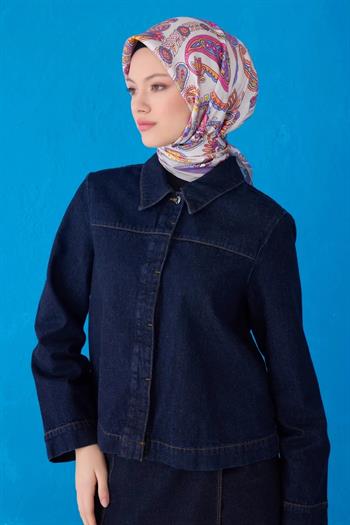 Belli Twill İpek Eşarp - 4111-35 Gri Mor