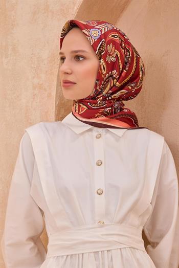 Belli Twill İpek Eşarp - 4111-40 Kiremit