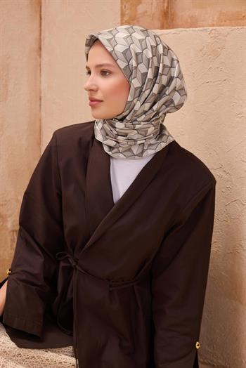 Belli Twill İpek Eşarp - 4112-01 Taş