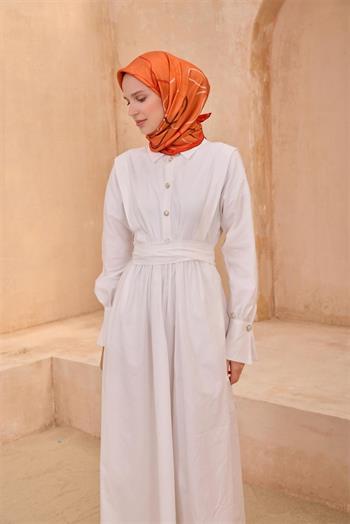 Belli Twill İpek Eşarp - 4113-81 Turuncu