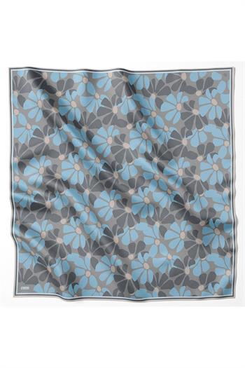 Belli Twill İpek Eşarp - 4116-41 Gri Mavi