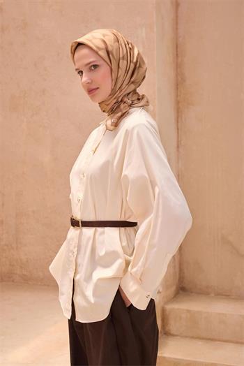 Belli Twill İpek Eşarp - 4117-01 Camel