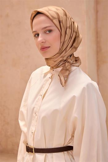 Belli Twill İpek Eşarp - 4117-01 Camel