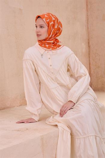 Belli Twill İpek Eşarp - 4117-31 Turuncu