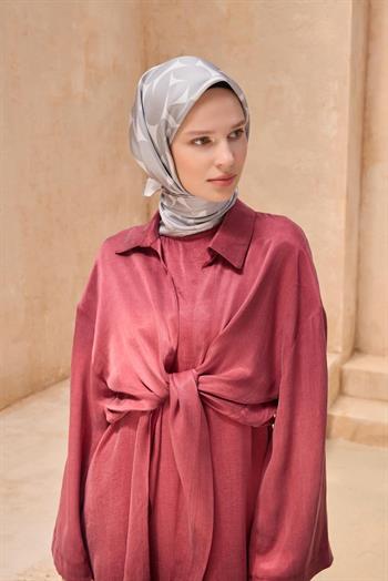 Belli Twill İpek Eşarp - 4117-82 Gri