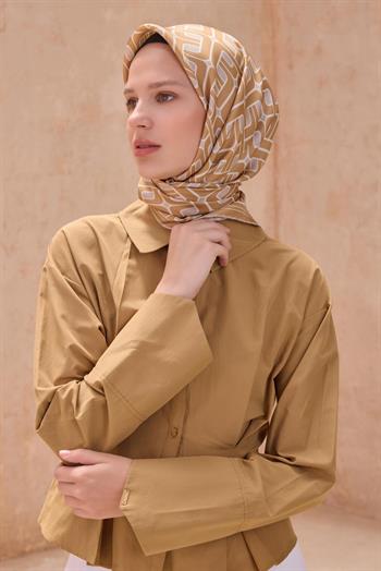 Belli Twill İpek Eşarp - 4118-05 Hardal